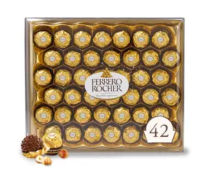 Ferrero Rocher, 42 Count, Gourmet Milk Chocolate Hazelnut, Chocolate Gift Box, Individually Wrapped, 18.5 oz