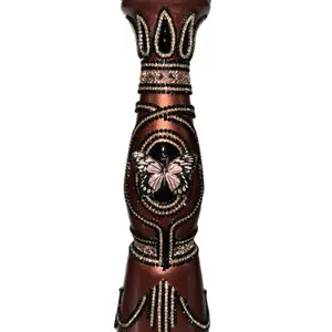 Hand-Painted Metallic Mocha & Glossy Black Decorative Bottle with Sparkling Rhinestones and Metal mocha and black Butterfly for Home Enhancement