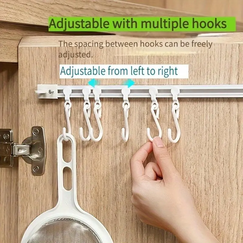 1pc Adjustable Industrial Style S-Hooks - Versatile No-Drill Kitchen Hook Set for Cabinets & Walls, Plastic Storage Rack, Adjustable Hooks Hanger