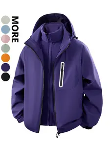 Unisex Fall Winter Waterproof Windproof Jacket, Waterproof Windproof Outerwear, Detachable Fleece Lining, Soft Warm, Multiple Pockets, Outdoor Adventure & Daily Use