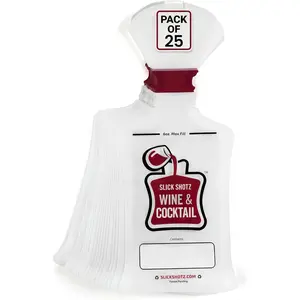 25 Pcs Heat Sealed Plastic Flasks for Wine & Cocktails - 6oz Leak Proof Reusable Liquor Pouches for Travel, Concerts, Events, Heat Sealer Not Included