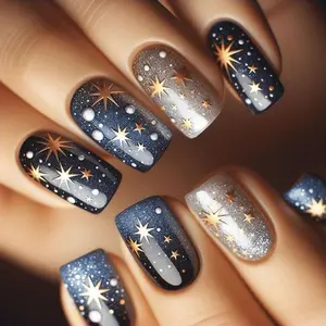 24 Pieces Colorful Acrylic Short Square Press-On Nails