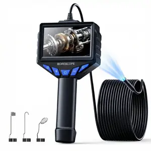 1080P HD Dual Lens Endoscope Camera - IP67 Waterproof Snake Camera with 8 LEDs, 8.0mm Semi-Rigid Cable Inspection Camera for Car, Plumbing & Sewer - Professional Handheld Borescope Gadget