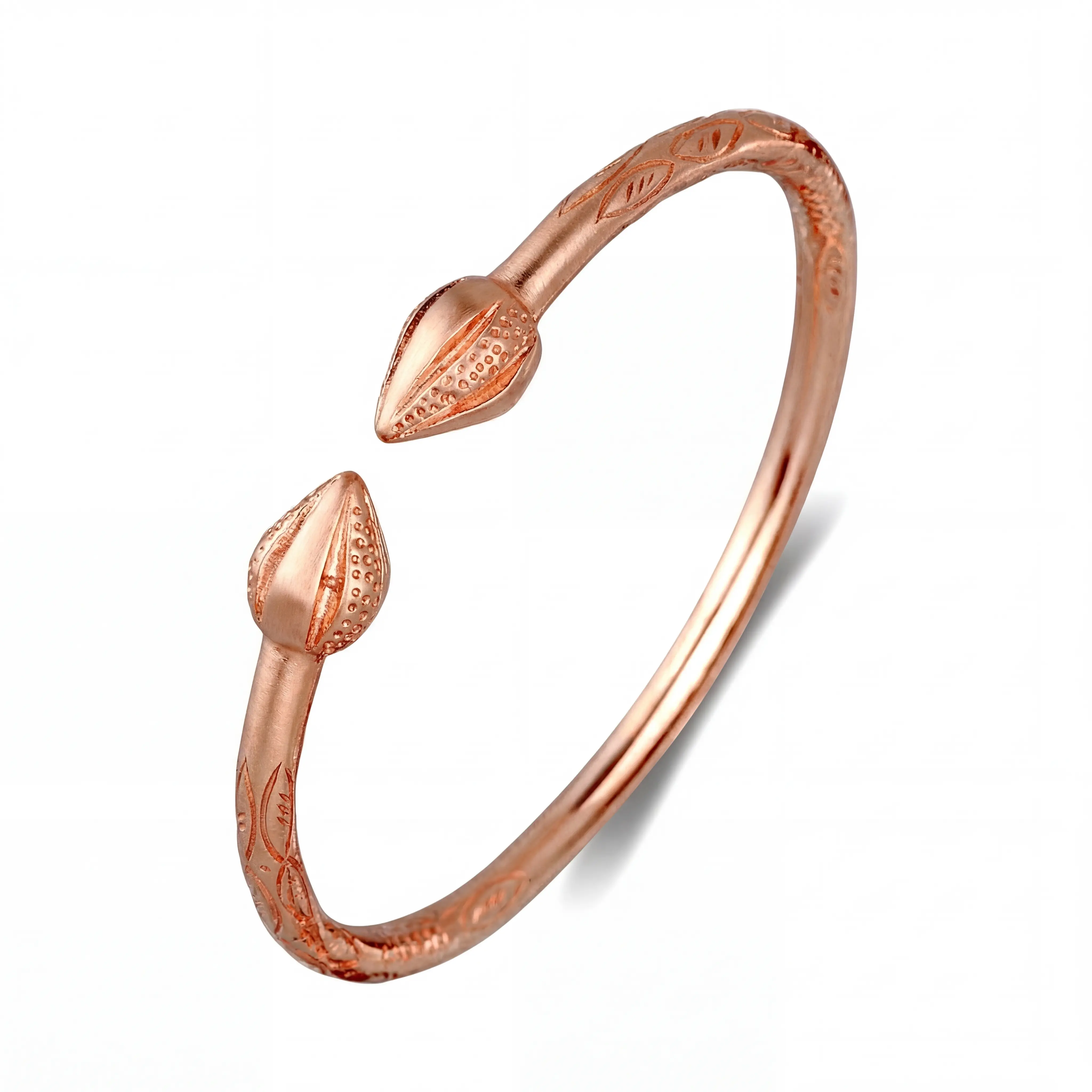 Unisex Pure Copper West Indian Bangle - Large Pointy Bulb Cocoa Pods Design, Single Bangle for Unisex Wear, Bracelet Stacking, Bohemian Style Accessories (1 Piece), Bohemian Style Bracelets & Bangles