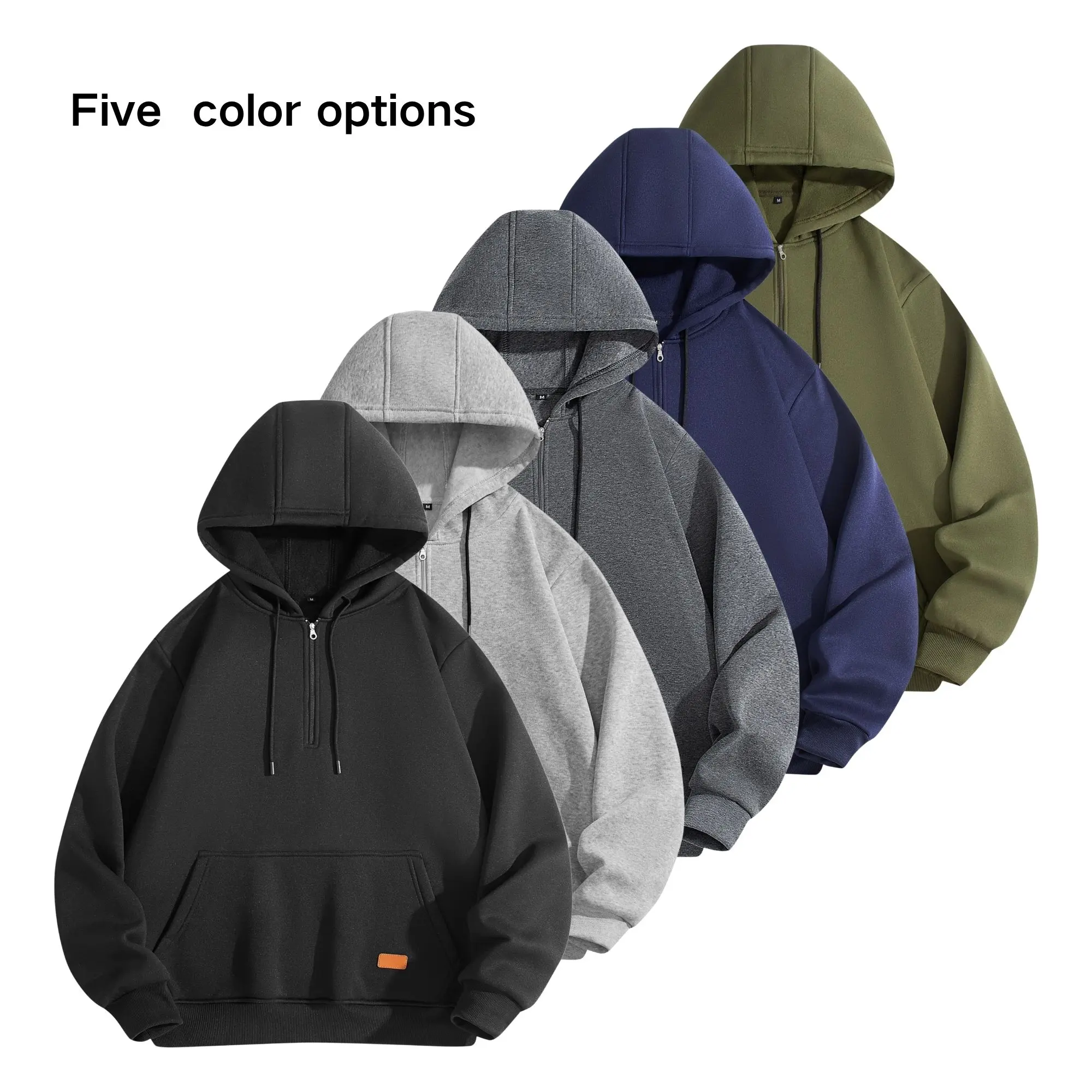 Men’s basic minimalist hoodie, 1-pack, available in multiple colors, half-zip neckline, casual long sleeves, versatile top