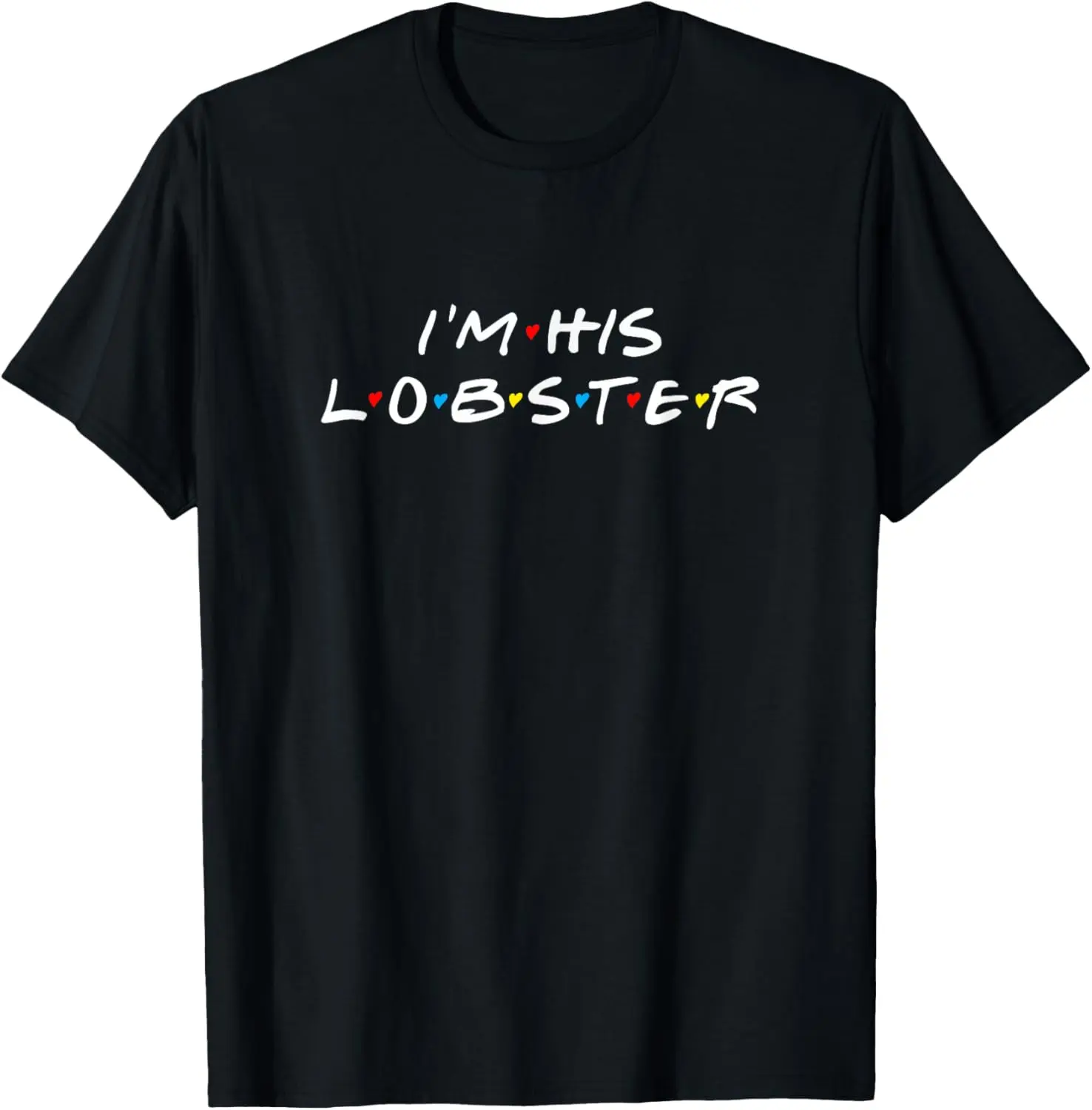 Men's Natural Pure Cotton Round Neck Short-Sleeve Casual T-Shirts - Streetwear "I'm His Lobster" Graphic Top, Valentine's Day Gift, Sports & Fitness Apparel