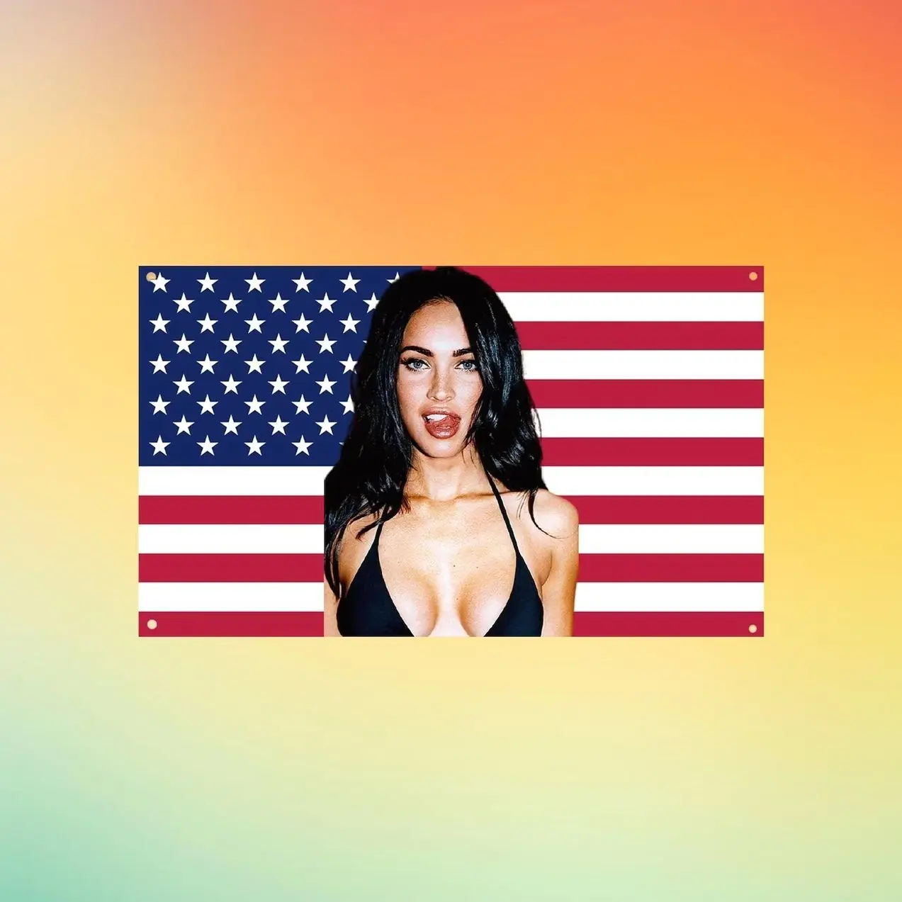 Megan Fox USA Flag Wall Tapestry, Transformers Actress Wall Flag, Celebrity Room Decor