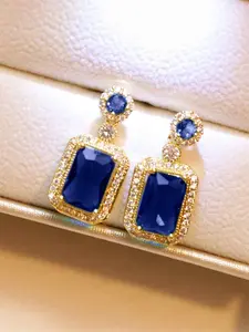 1 Pair Gorgeous Blue Cubic Zirconia Drop Statement Earrings For Women For Wedding Engagement Anniversary Party Jewelry Valentine's Day Gift
