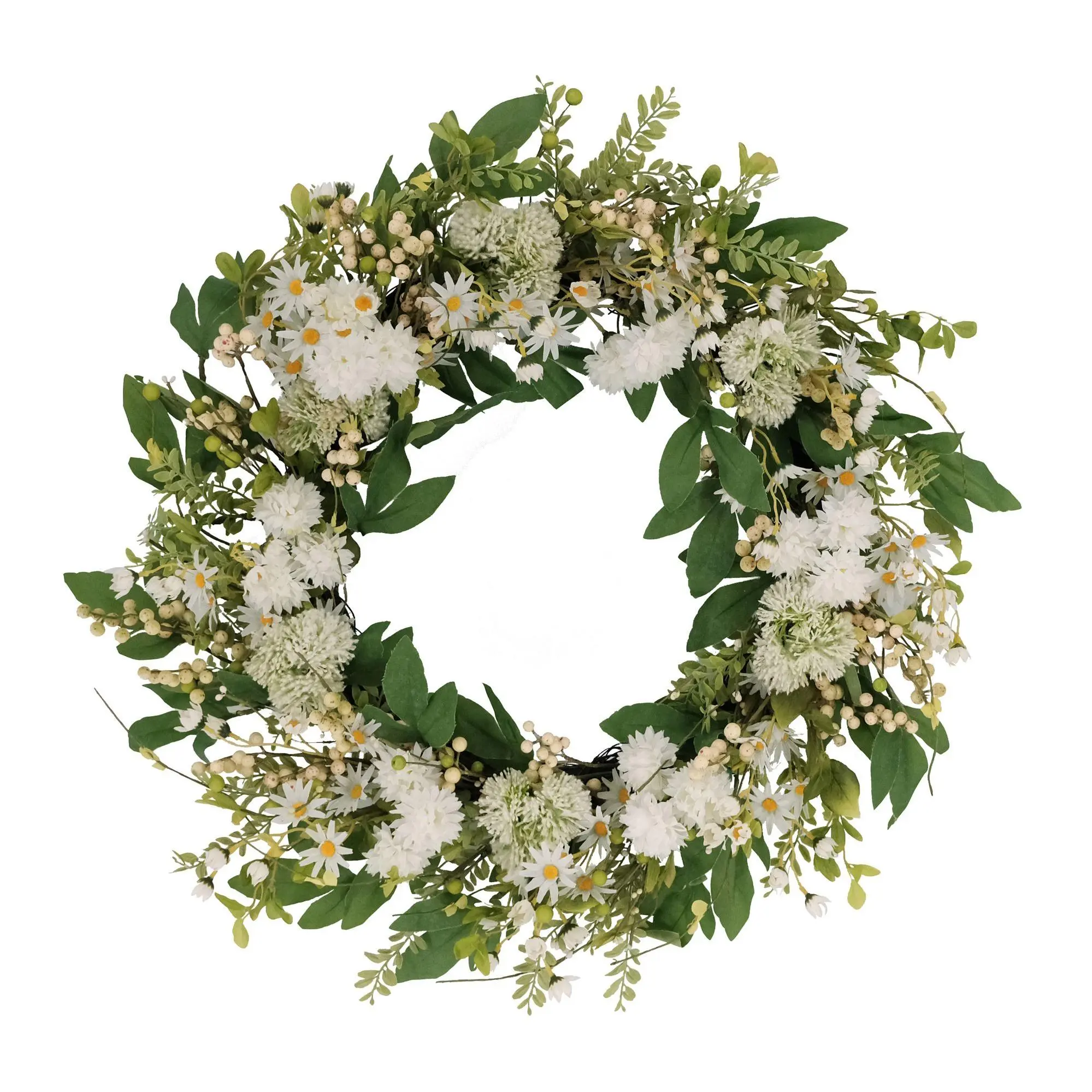 Puleo 30" Chrysanthemum and Daisy Floral SpringWreath