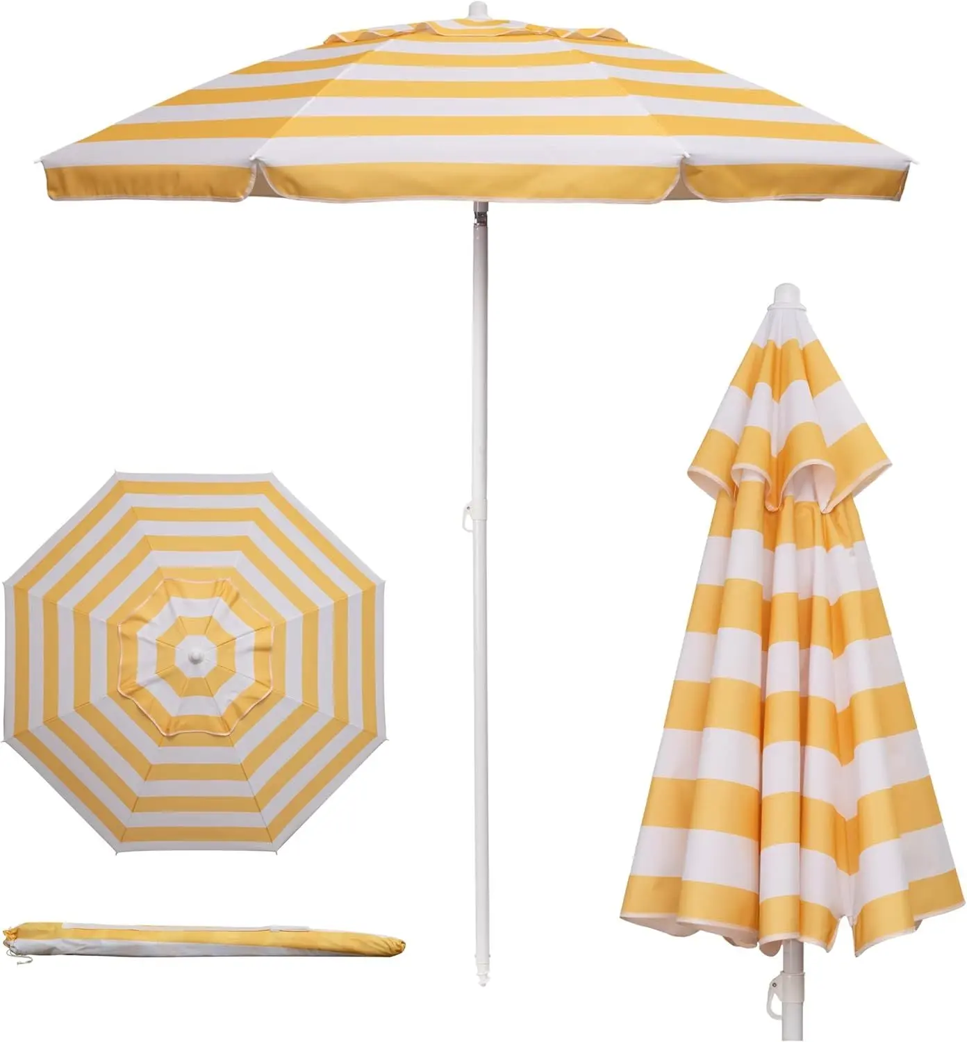 5.5 Ft Portable Beach Umbrella, Lightweight UV Protection Sunshade with Tilt Pole & Carry Bag, Outdoor Canopy Umbrella for Beach, Sand, Patio