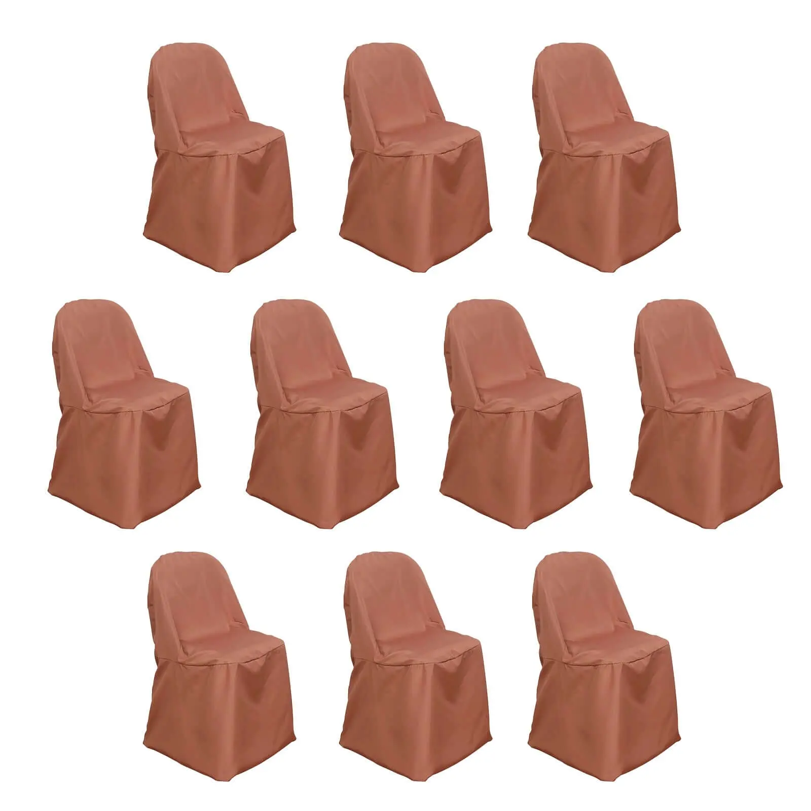 10 Pack Polyester Folding Chair Covers Terracotta (Rust) - Reusable Stain-Resistant Slipcovers