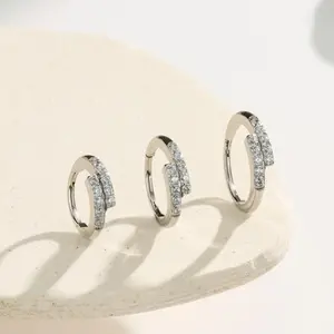 OUFER Body Jewelry 20G Geometric Staggered Nose Ring Hoop - 5A Cubic Zirconia, Refined Craft, Non-Tarnish Nostril Piercing Accessory for Stylish Elegance