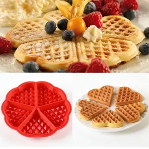 2 Pcs Silicone Waffle Mold, Heart Shaped Waffle Maker Mold, Food Grade BPA Free Non Stick Silicone Baking Mold, Multipurpose Heat Resistant Mold for Waffles, Cakes, Cookies, Easy to Clean and Release, Silicone Molds