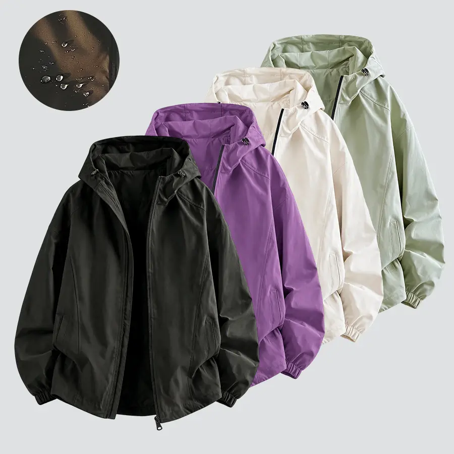 Water-resistant hooded jacket available in multiple colors | Versatile outerwear for rainy commutes and outdoor activities