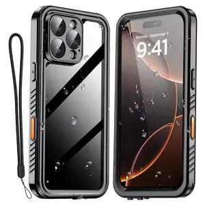For iPhone 16 15 14 13 12 11 Pro Max Plus Metal IP68 Waterproof Case Aluminum Swimming Phone Luxury Underwater Cover