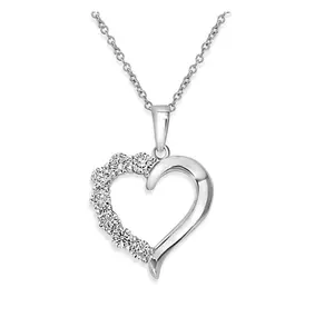 925 Sterling Silver Open CZ Heart Necklace