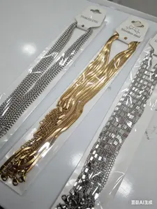 Stainless Steel Necklace Chain Silver Color, 10 Pieces Mixed Colors, Length 42-44cm, Sexy Style, All Seasons