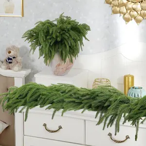 12 Pcs Realistic Christmas Pine Branches Natural Droopy Soft Bendable Artificial Pine Stems Picks Lifelike Greenery Stems for Vases Cedar Wreaths Garland Outdoor Indoor Christmas Decorations