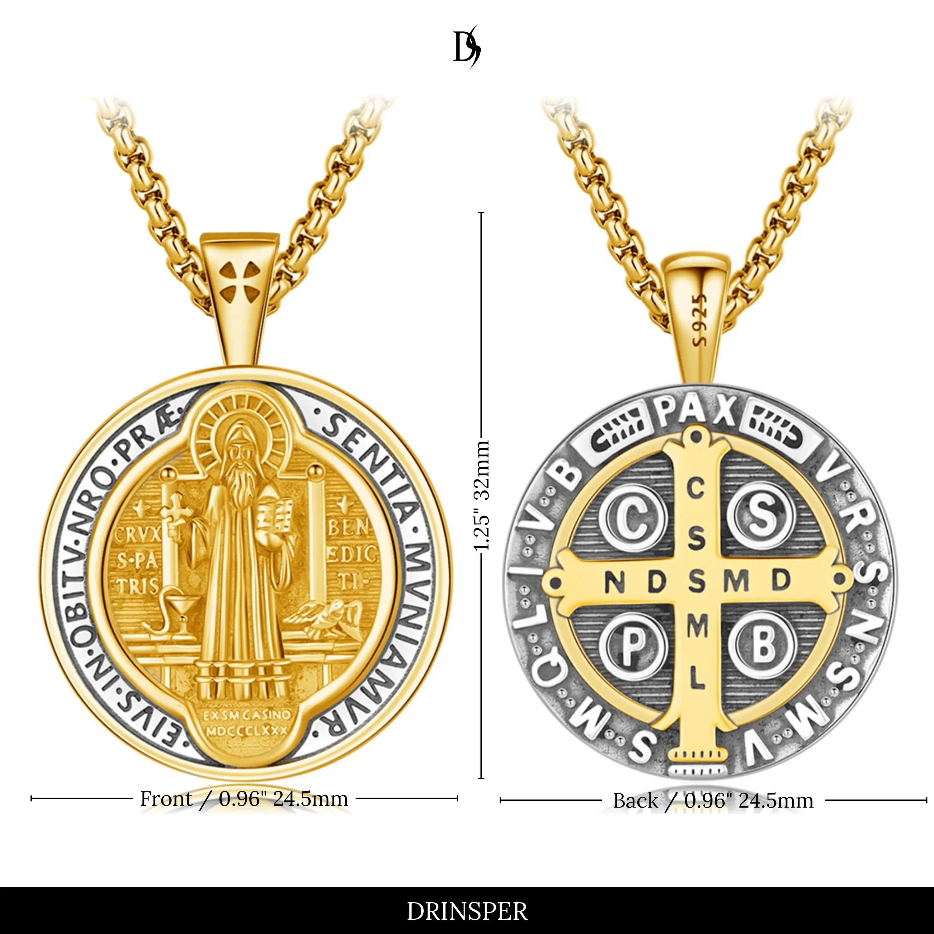 Gold-Plated Bold Saint Benedict Medal