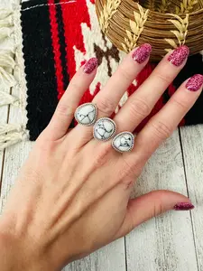 Howlite & Sterling Silver Adjustable Knuckle Ring