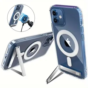 Phone case: Acrylic magnetic transparent hard shell with adjustable bracket detachable. Suitable for iPhone 17 17Air 16/ 15/ 14/ 13/ 12/ 11/ 7/ 8 Plus/ Pro/ ProMas compatible X/ XS/ XR/ XSMAX 12MIN 13MIN 16E phone cases.