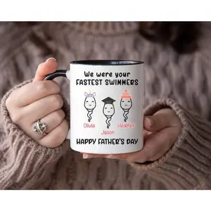 We Were Your Fastest Swimmers Mug ?Personalized Name Coffee Mug Gift For Fathers Day ?Custom Kids Names ?Funny Mugs For Dad