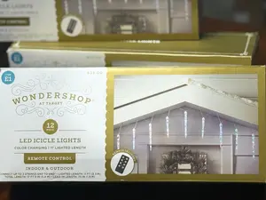 12 Piece Multicolored LED Icicle Lights with Remote