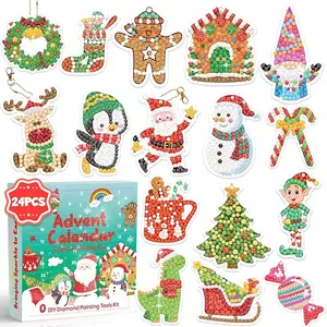 Diamond Painting Advent Calendar 2025 Girls, Adult, Women, 24pcs Diamond Art Keychains by Numbers, DIY Gem Arts and Crafts for Girls Ages 4-8, 8-12