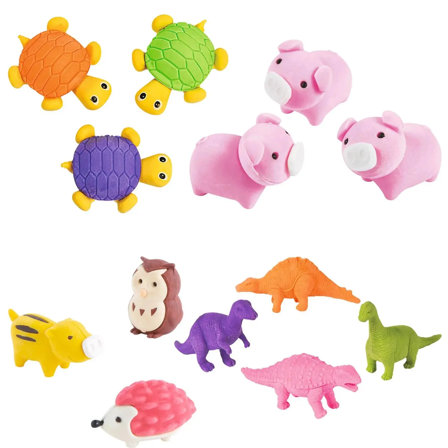 Bulk 96 Pc. Colorful Animal-Shaped Rubber Eraser Assortment Kit