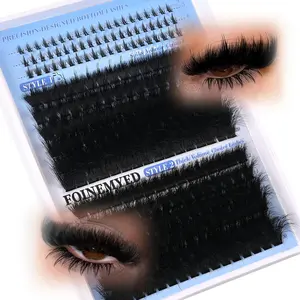 Manga Lash Clusters with Spikes and Bottom Lashes 2-in-1 Dual Styles: 200D Spiky & 200D Volume 252Pcs Cluster Eyelash Extensions 12-20mm Evil Look Individual Lashes DIY Lash Extension by FOINEMYED