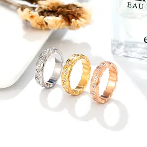 Non-Natural Crystal Titanium Steel Ring - Zirconia-Inlaid Diamond-Patterned, Minimalist High-End Instagram Niche Jewelry Accessory unique