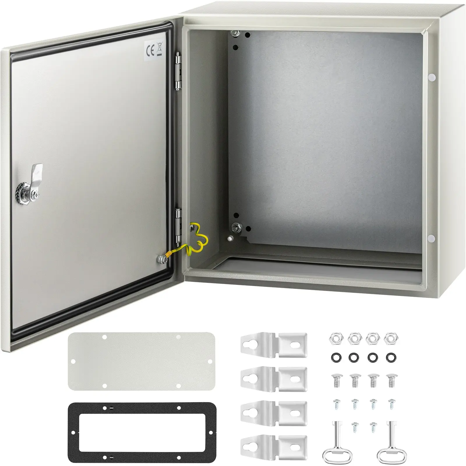 【Summerfinds】VEVOR Rectangular Wall-Mounted NEMA 4X Steel Electrical Enclosure, 16x16x8 inches, 24.69 lbs, IP66 Waterproof Dustproof, Detachable Galvanized Backplate, Hinged for Construction, Courtyards, Malls Outdoor Use
