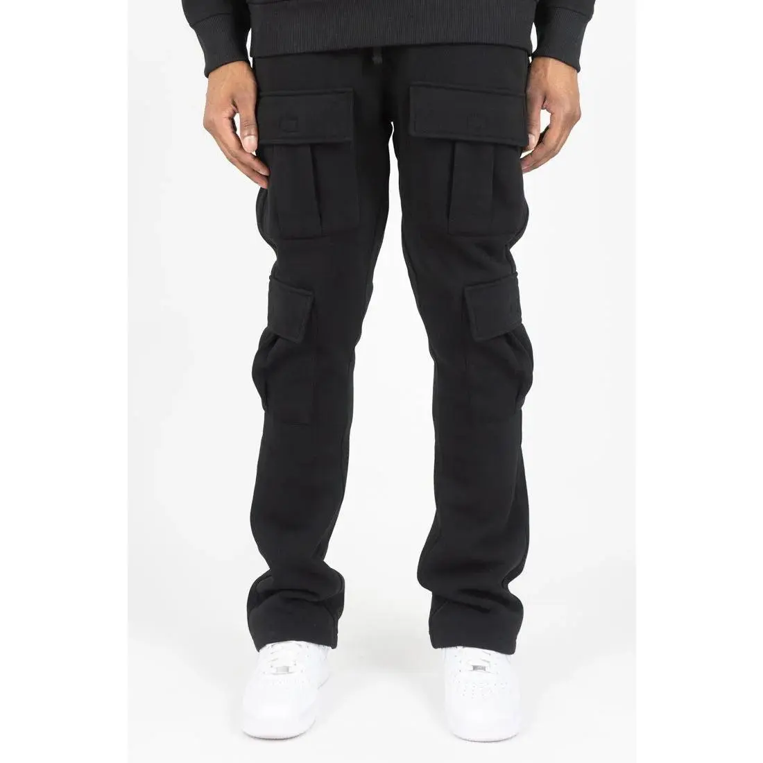 WH-100-474 - Solid Cargo Stacked Sweatpants