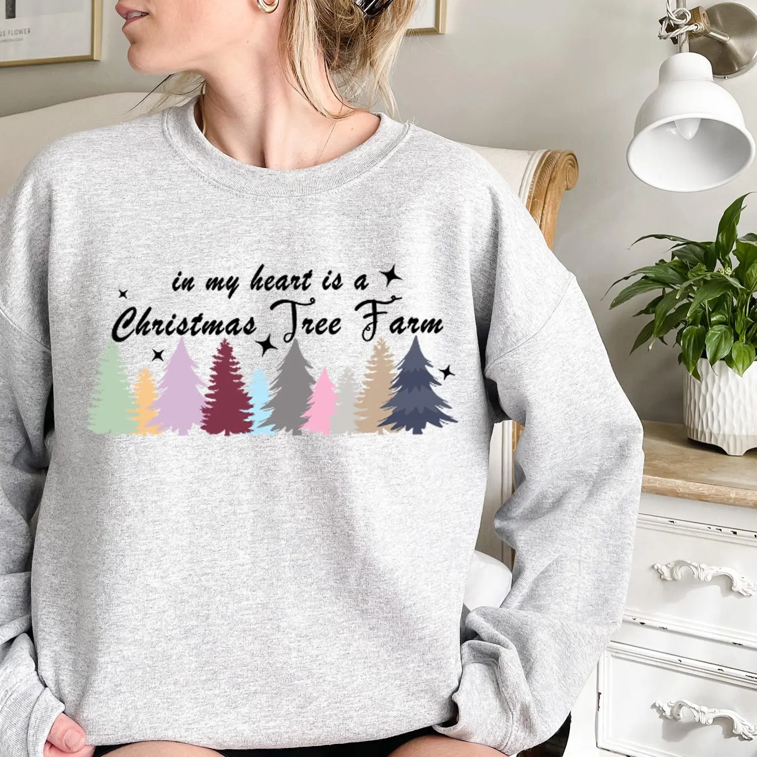 My Heart Is A Christmas Tree Farm Sweatshirt shirt, Holiday Christmas shirt, Christmas gift for her, Swift girl shirt,  lyrics shirt cozy NM