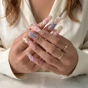 AVIARA  LONG  Square  10pcs Handmade Acrylic  Y2K Press On Nails Luxious Salon Quality Fake Nail detachable nails