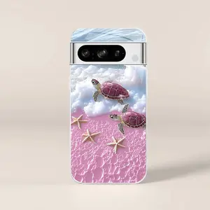 Cute tropical summer vacation phone case, clear coastal island ocean bumper for Google Pixel 8 Pro — 975