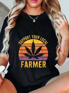 100% Cotton Retro Marijuana Support Your Local Farmer Cannabis Weed 420 T-Shirt