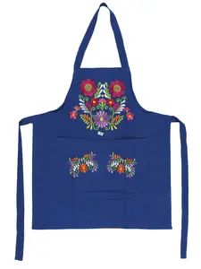 Mexican Artisanal Embroidered Apron   Royal Blue 603196
