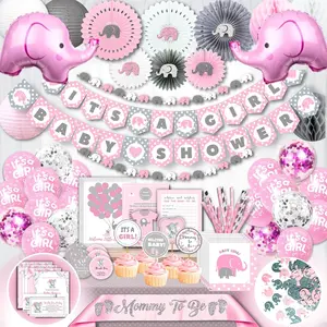 Elephant Baby Shower Decor Set for Girl – It’s a Girl