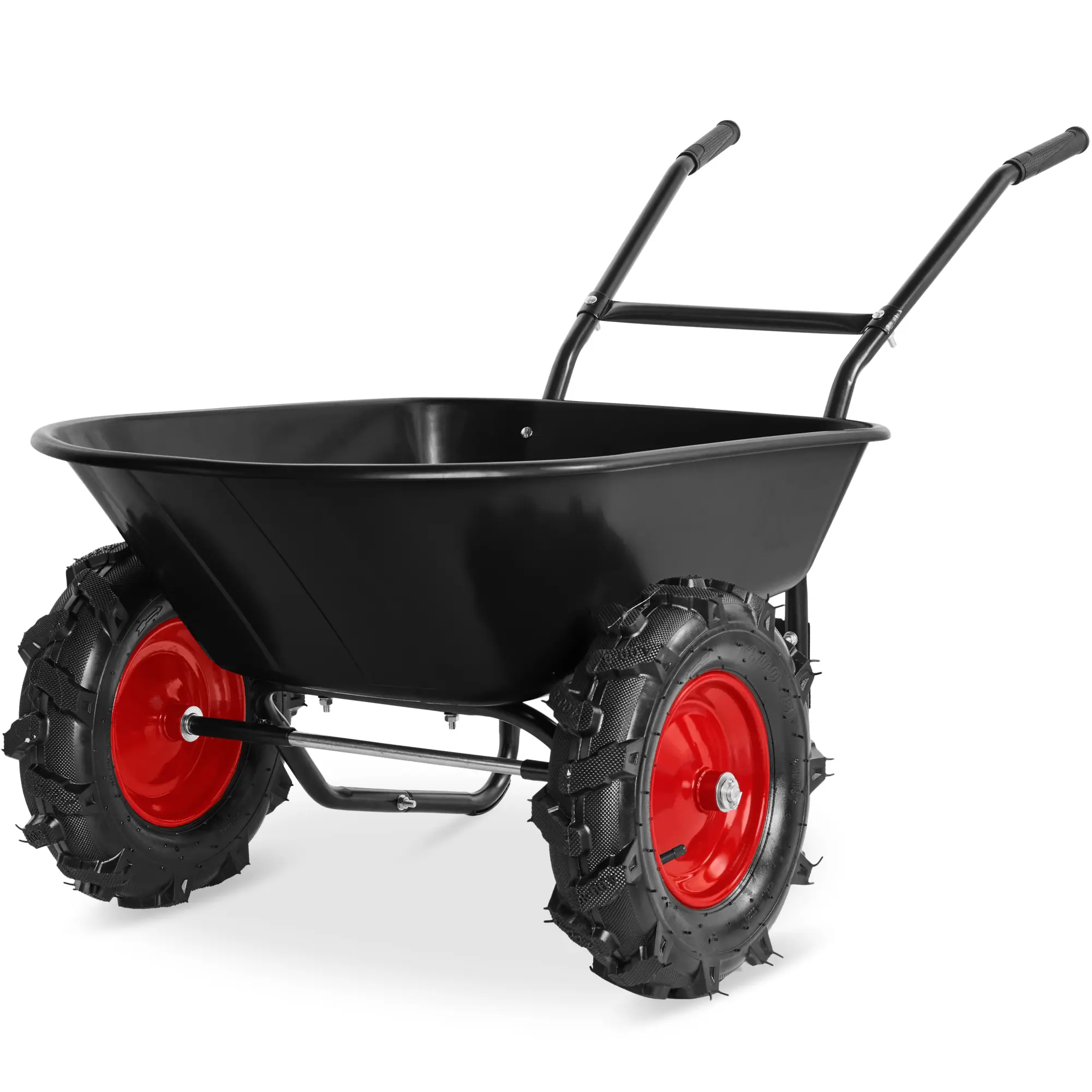 Best Choice Products Heavy Duty Dual-Wheel Wheelbarrow Garden Cart w/Built in Stand, 500lb Capacity, Extra Large Wheels