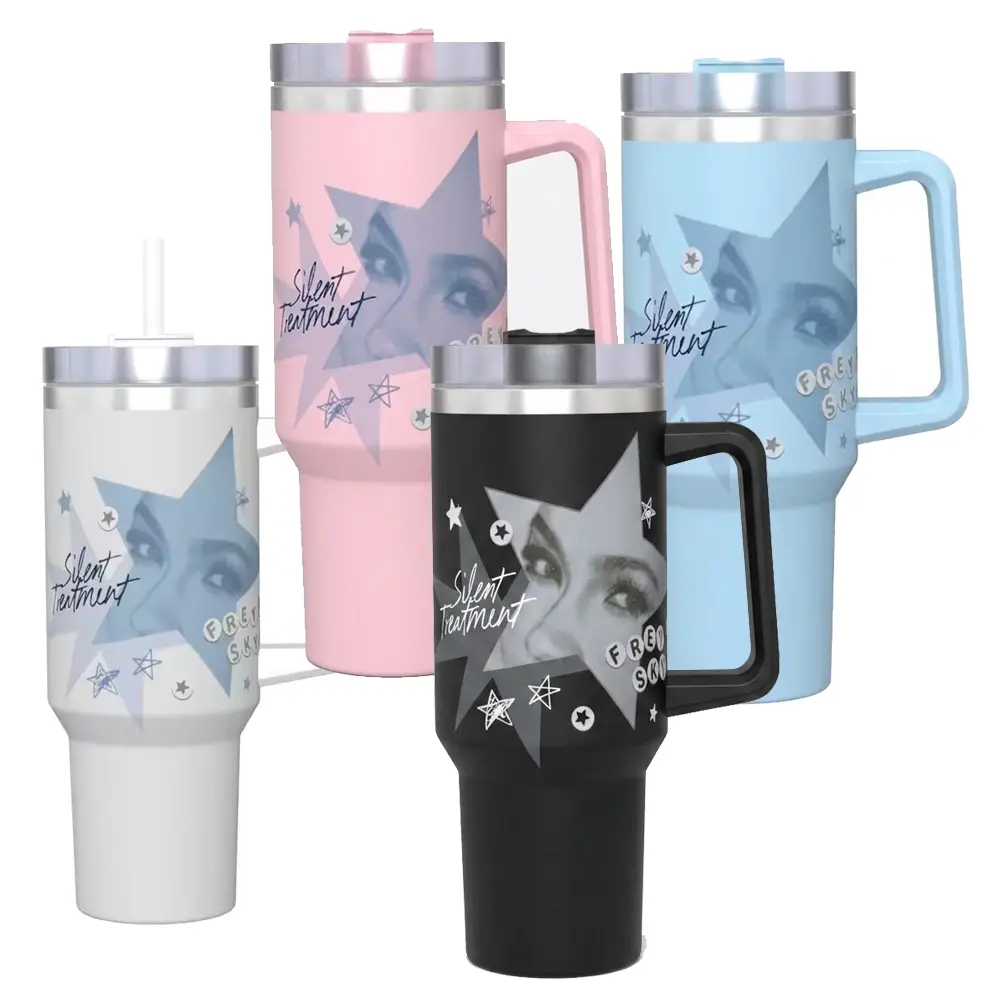 Freya Skye Inspired 40oz Tumbler, Stainless Steel Vacuum Insulated Travel Mug, Double Wall Cup with Handle & Straw, Music Fan Gift