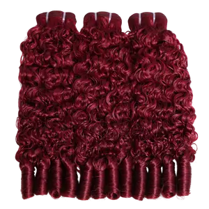 Burmese Curly 3 or 4 PCS Bundles Virgin Human Hair 16A 99J Color 14-32 Inches Spiral Ends Look
