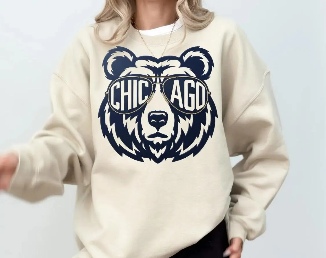 Vintage Chicago Football Bear SweatShirt, Chicago Crewneck, Gift for Football Fan, Chicago TShirt, football merch