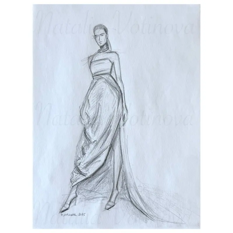 Fashion illustration by Natalia Votinova 9x12 - Original Artwork – Signed