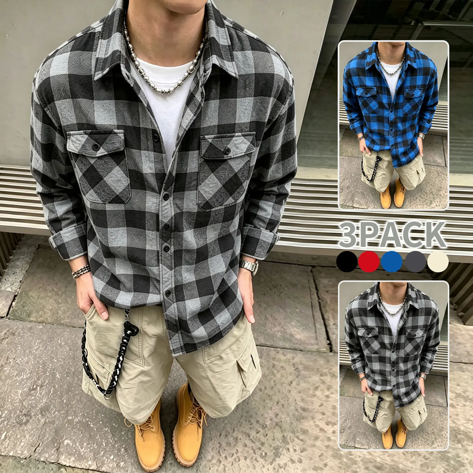 Gray + Black & Blue + Gray