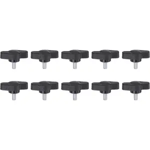 10pcs Tee Wing Knobs Thumb Screws M4 x 8mm Standard Male Thread Plastic T/Z Knobs Adjustable Hand Clamping Grip Thumbscrew Handles, Black