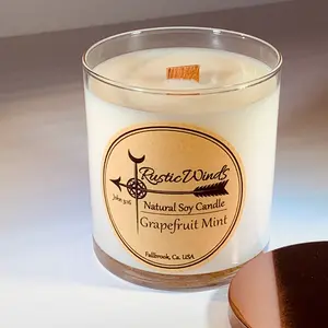 Grapefruit Mint - Soy Candle Decor fragrance candles wax premium candle holiday gift candle gift holiday gift natural soy Highly Scented perfect western small business first valentine handmade candle buy eco friendly decor present decorative candle wooden