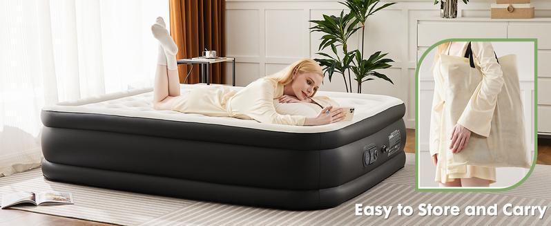 [Deal] Air Mattress with Built in Pump, Inflatable Blow up Camping Bed, Self-Inflating Portable Colchones Inflables for Guests, Home and Travel