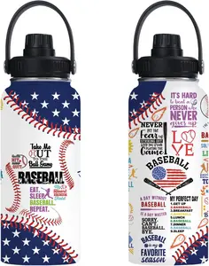 Baseball Water Bottle 32oz Insulated  Water Bottles Baseball Gifts for Men Women  for  Lovers Fan Players Stuff Accessories for Boys Girls