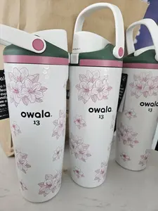 Owala FreeSip Floral Water Bottle Azalea 13 30oz | Limited Edition Stainless Steel Insulated Leak Proof Tumbler Cute Gift for Her